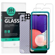 IBYWIND Screen Protector For Samsung Galaxy A22 5G ,with 2 Pcs Tempered Glass,1 Pc Camera Lens Protector,1 Pc Backing Carbon Fiber Film [Fingerprint Reader,Easy to install]