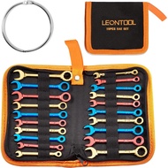 Small Combination Wrench Sets Metric and Standard 20 PCS 4-11mm & 5/32" to 7/16" Color Plated Open a