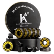 Premium Skateboard Bearings, 608rs Longboard Bearing Black Ceramic Balls - Titanium Coated - Precisi