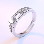 silver cincin 925 original ring for women Adjustable ring Double love Fashion Jewellery cincin  perak cincin perempuan