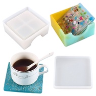 1Pc Coaster Storage Box Silicone Mold with 1Pc Square Coaster Silicone Mold Set DIY Craft Casting Epoxy Resin Mold Home Decor