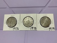 （十角形伍圓一套）香港硬幣英女王伊利沙伯 1976，1978 & 1979 年五元 Government of Hong Kong Queen Elizabeth ll 1976，1978 & 197