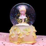 Cute Flower Elf Crystal Ball Flower Fairy Music Box Music Box Luminous Rotating Female Birthday Gift