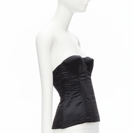 new GUCCI Tom Ford 2001 Runway black silk 3D conical bra bustier IT38 XS