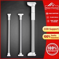 【NearHome】Stainless Steel Curtain Rod Set Adjustable Curtain Rod Tension Rod Cloth Rail Bathroom Ant