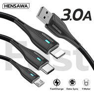 HENSAWA รุ่น US3098 สายชาร์จโทรศัพท์ 3A USB สายชาร์จเร็วไมโคร สายPVC 1 เมตร Fast Charge Cable & Sy
