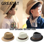 GREATAT Sun Cap, Straw Short Brim Straw Fedora Hat, Outdoor Trilby Breathable Sun Hat Man