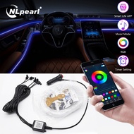 Nlpearl Car Led Strip Ambient Interior Light 3.0 Optical Fiber RGB LED APP Atmosphere Decorative Lamp Music Control Multip Modes