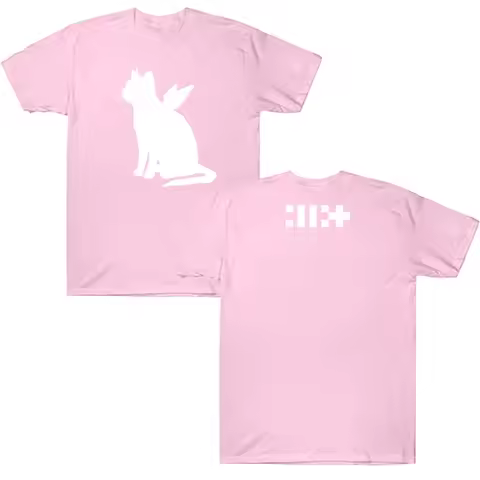 ILLIT Kpop Girl Band T-shirt ILLIT Bomb The Album Cat Angel Print Clothes Korean Style Cotton Women 