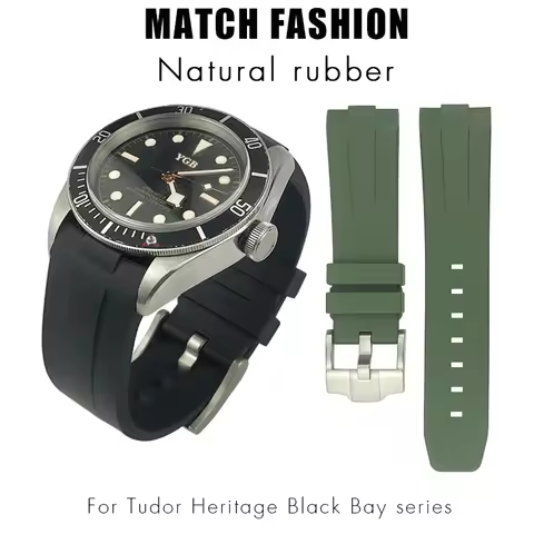 Rubber Watchband 23mm 22mm 24mm Watch Strap Fit for Tudor Heritage Black Bay Bronze Pelagos Black Re