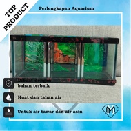 The complete aquarium set includes a triple partition aquarium with P 30X H 13 XL 11