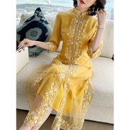 Jodie 2022จีนแบบดั้งเดิมผู้หญิงเย็บปักถักร้อย Cheongsams Party หลวมยาว Qipao จีน Elegant Party Qipao