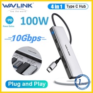 Wavlink 4-Trong-1 USB C HUB Với 4 USB C cổng dữ liệu Hỗ Trợ 100Wpd USB 3.2 Gen 2 Hub Cổng USB Splitt