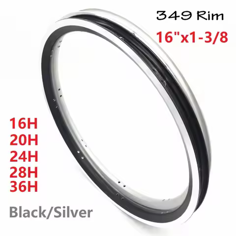 349 Bicycle Double Layer Rims 16 Inch 1-3/8 For Brompton Folding Bike Aluminum Alloy CNC Rims Black 