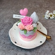 手縫仿真蛋糕 粉紅玫瑰不織布蛋糕 甜點 手工蛋糕 Cake-008