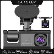3 ช่องกล้องหน้าปัดหน้าและด้านหลังภายใน 1080p Triple Dash Cam Night Vision Car Vision Car Dash กล้อง 