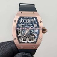 Jam Tangan Pria Automatic Rm67-01 Skeleton Rosegold 38.7mm Rubber Strap Fullset