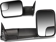 DNA Motoring TWM-011-T222-BK Pair of Manual Folding Flip up Towing Side Mirrors Compatible With 94-0