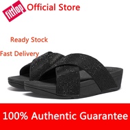 FitFlop Leather Slippers with Rhinestones - Comfortable Women’s Casual Footwear | Black S1692
