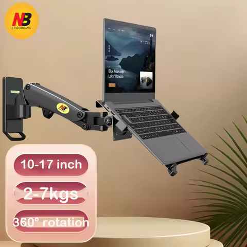 NB F120-FP 2 in 1 Wall Mount Gas Spring Arm For 17"-27" LCD Monitor Holder And 10"-17" Laptop Holder