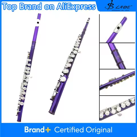 16 Closed Holes Flute C Key Purple Flute with E key Professional Woodwind Instruments Transverse Flu