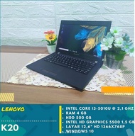 Laptop scond Murah LENOVO K20 i3 - RAM 4/8GB - SSD 120GB Mulus