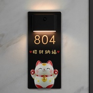 Unit Number Signage Vertical 3D illuminated acrylic door decoration for attracting wealth cats HDB U
