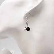 珍珠x黑曜石垂墜耳環-925銀鍍白金耳勾 短版 長版 華麗版 3款可選