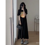 Printing T Women's Summer Short Sleeve Loose Fit Dress for Plus Size MM Skirt Korean Style Casual Am