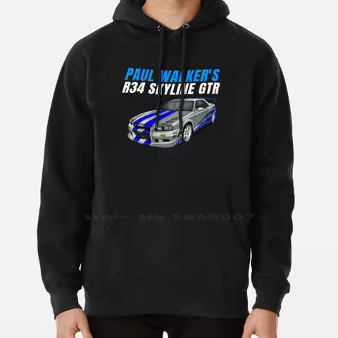 Paul Walker's R34 Skyline Gtr Hoodie Sweater 6xl Cotton Paul Walker Fast And Furious Vin Race Cars S