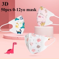 【Ready】50pcs Kid 3d Mask Protective Face Mask Infant Cartoon Fun Mask Shark Baby Printed Mask