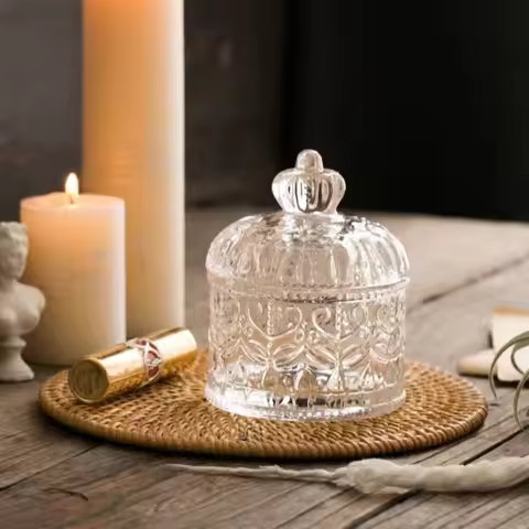 Crown Glass Jar Glass Candy Jar for Necklaces Snacks Hair Accs Jewelry Wedding Jewelry Box Jewelry S