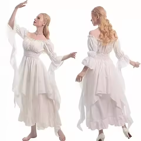 Medieval Halloween cos revival dress tied waist court dress Europe and America