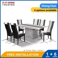 Helka Marble Dining Set/ Marble Dining Table/ Meja Makan 6 Kerusi/ Meja Makan Marble/ Meja Makan Set