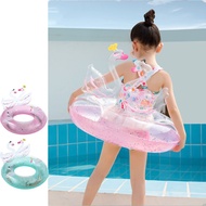 Girls Cute Sequined 3D Swan Inflatable Swimming Ring Pool Floating Cartoon Swimming Circle Swimming 