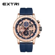 Extri Silicone Sport Watches For Men Waterproof Luminous Multifunction StopWatch Quartz Watch Man Blue Cool Gift