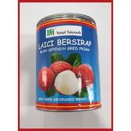 LAICI TIN YUSUF TAIYOOB BERSIRAP 567G (NEW STOCK) CANNED LYCHEE IN SYRUP HALAL MURAH