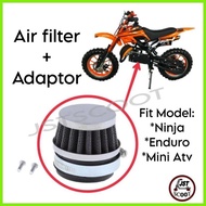 ✹ ◊ Air filter+Adaptor for 49cc Pocket bike Enduro and ninja Mini Atv