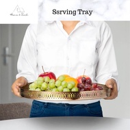 Gokvalla Serving Tray Round Tray Dulang Talam 木托盘 Bekas Hidang Makanan Dulang Bulat Besi