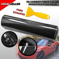 LY 7D Car Carbon Fiber Sticker With Scraper Vinyl Carbon Fiber Glossy Black Car Motorcycle Decal Mu