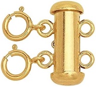 14/20 Gold Filled, 2-Strand Layering Lock Connector Slide Tube Clasp with Spring Rings Made in USA f