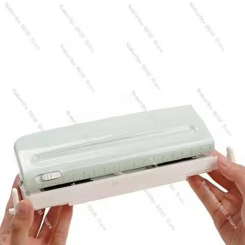Multi-Hole Puncher, Six-Hole Punching Machine with Adjustable 4mm 6-Hole 9-Hole Design, M5 Paper Bin