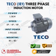 TECO MOTOR 3 PAHSE INDUCTION MOTOR (IE1) 1.5KW (2 HP) FOOT FLANGE B3 B5 ELECTRIC MOTOR 2 POLE 4 POLE