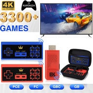TV Game 4K Stick 8-Bit King HD Video Game Console Built-in 3300+ Games for PCE/FC/GBC/GB, Wireless H