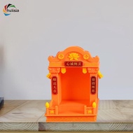 [chulisia] Mini Buddhist Buddha Altar Shrine Orange with Light Shrine Altar Sculpture
