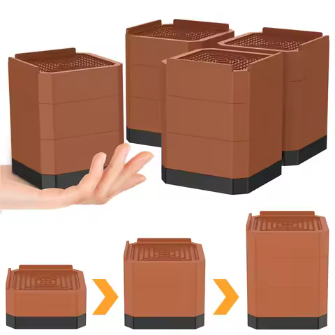 4Pcs 3-Layer Furniture Risers Adjustable Heavy Duty Bed Table Sofa Heightening Foot Pad Non-slip Pro