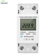 BLAZERSDR Electric Meter, 2 Wire 2P DIN Rail Mount KWh Meter, Precise LCD Screen Digital Display Sin