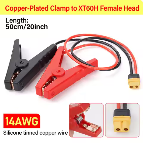 Alligator Clip to T Plug/XT60 Female Plug Cable Wire 14AWG 50cm For ISDT Q6 Charger Spare Part DIY A