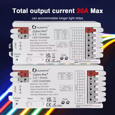 ZigBee3.0 Pro+ GL-C-201P 5 IN 1/GL-C-202P 3 IN 1 LED Controller Dimmer/CCT//RGB/RGBWRGBCCT Alexa Tuy