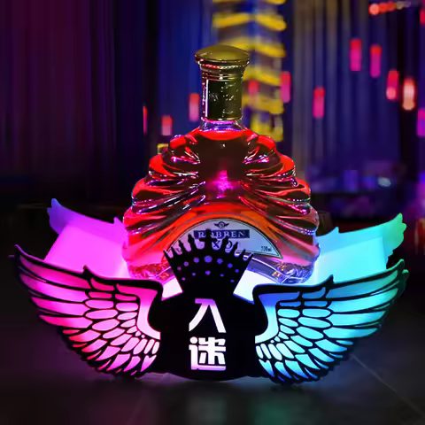 Glowing Angel Wings Wine Bottle Presenter Glorifier LED Lighted Liquor Bottle Display Shelf VIP Serv